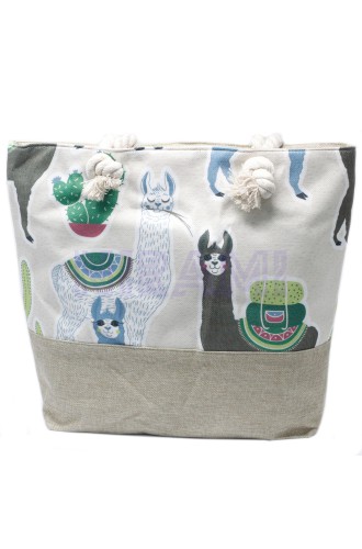Bolso con asa de cuerda - Llamas