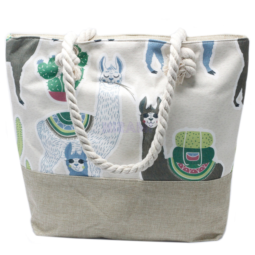 Bolso con asa de cuerda - Llamas