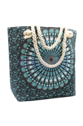Bolso Mandala con Asa de Cuerda - Azul Oscuro