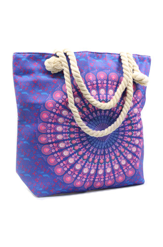 Bolso Mandala con Asa de Cuerda - Azul Violeta
