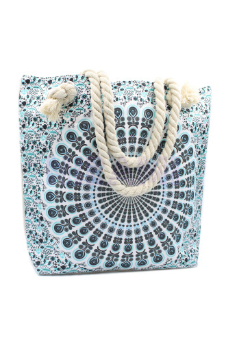 Bolso Mandala Asa De Cuerda - Azul Cielo