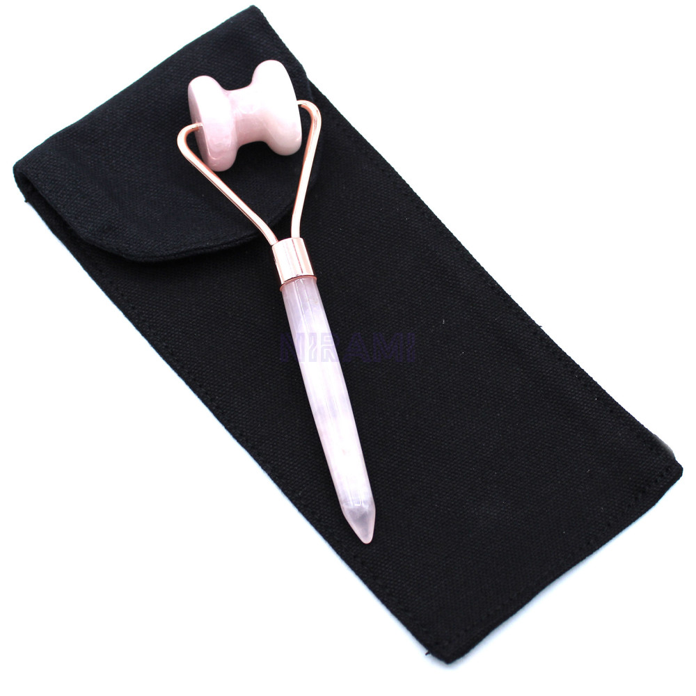 Gua Sha Rodillo Facial de Piedras Preciosas - Cuarzo Rosa