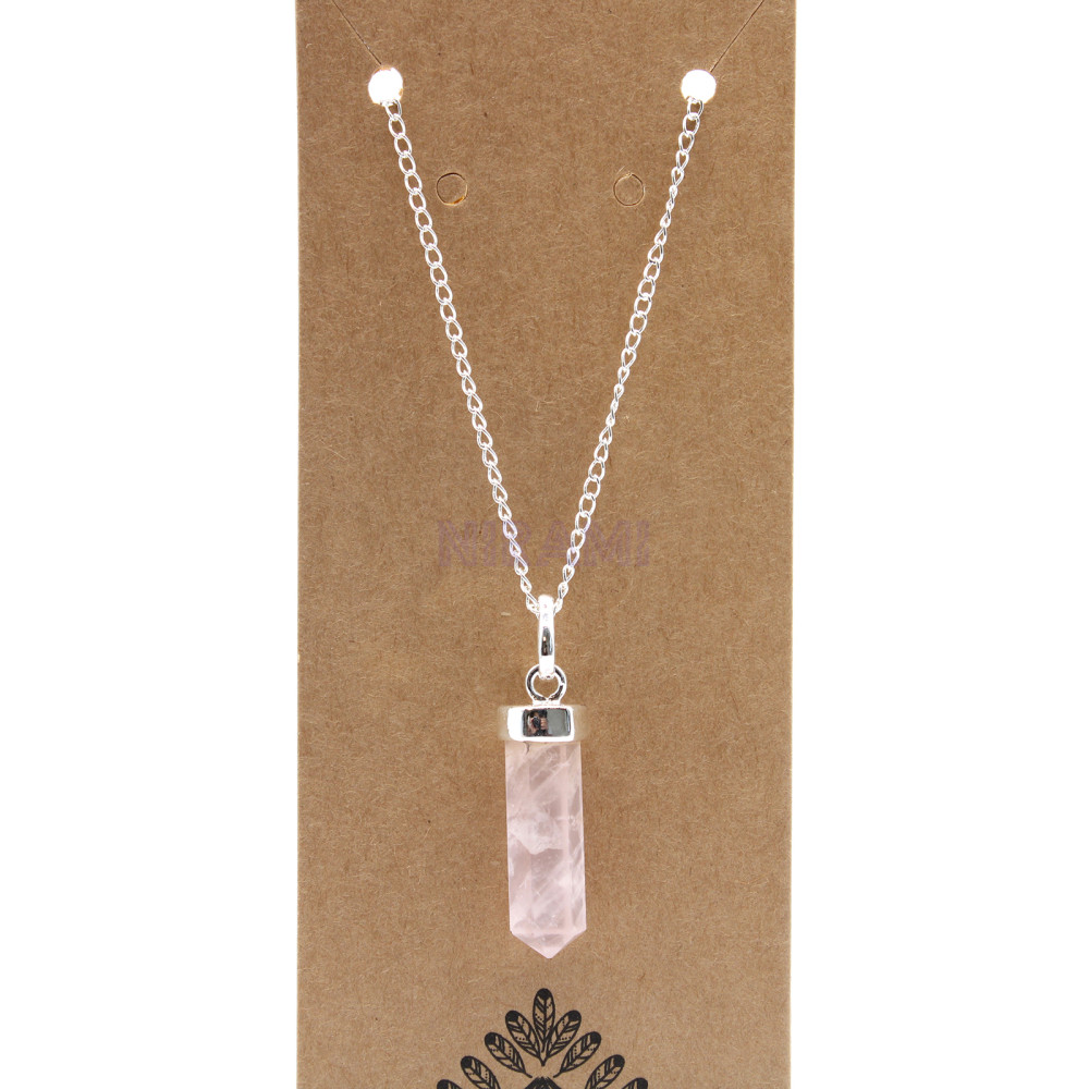 Rose Quartz Gemstone Classic Point Pendant