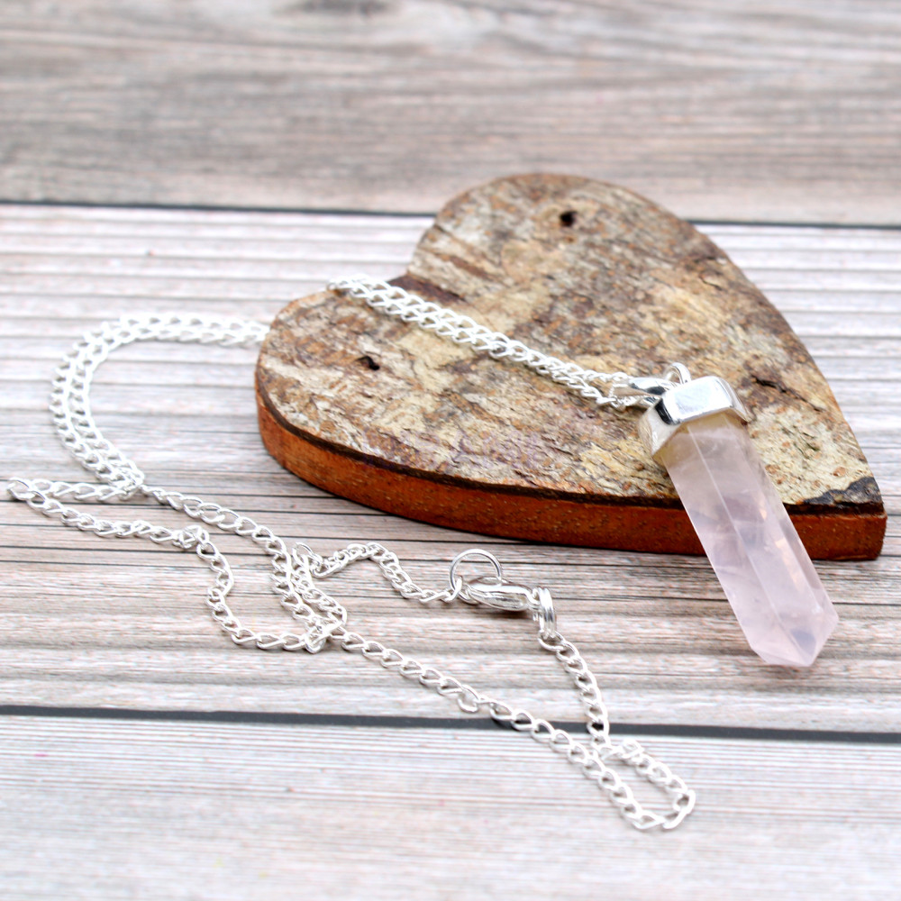 Rose Quartz Gemstone Classic Point Pendant