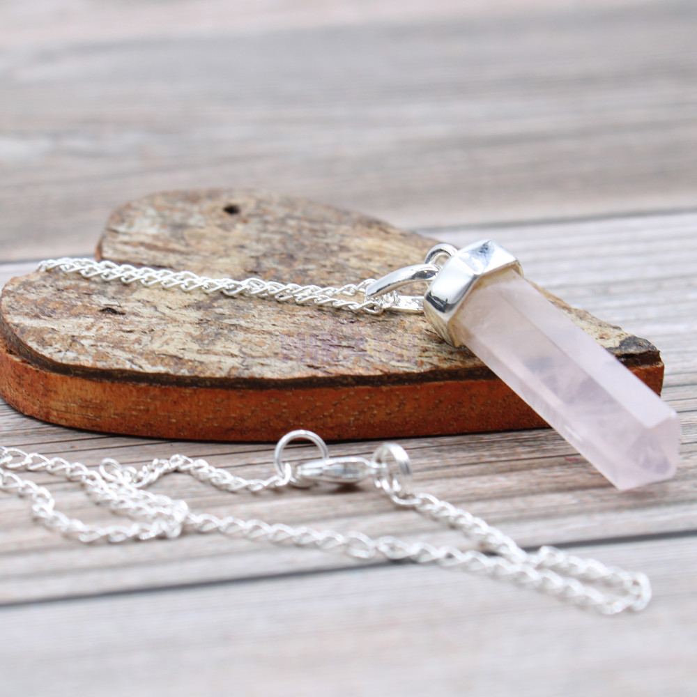 Rose Quartz Gemstone Classic Point Pendant