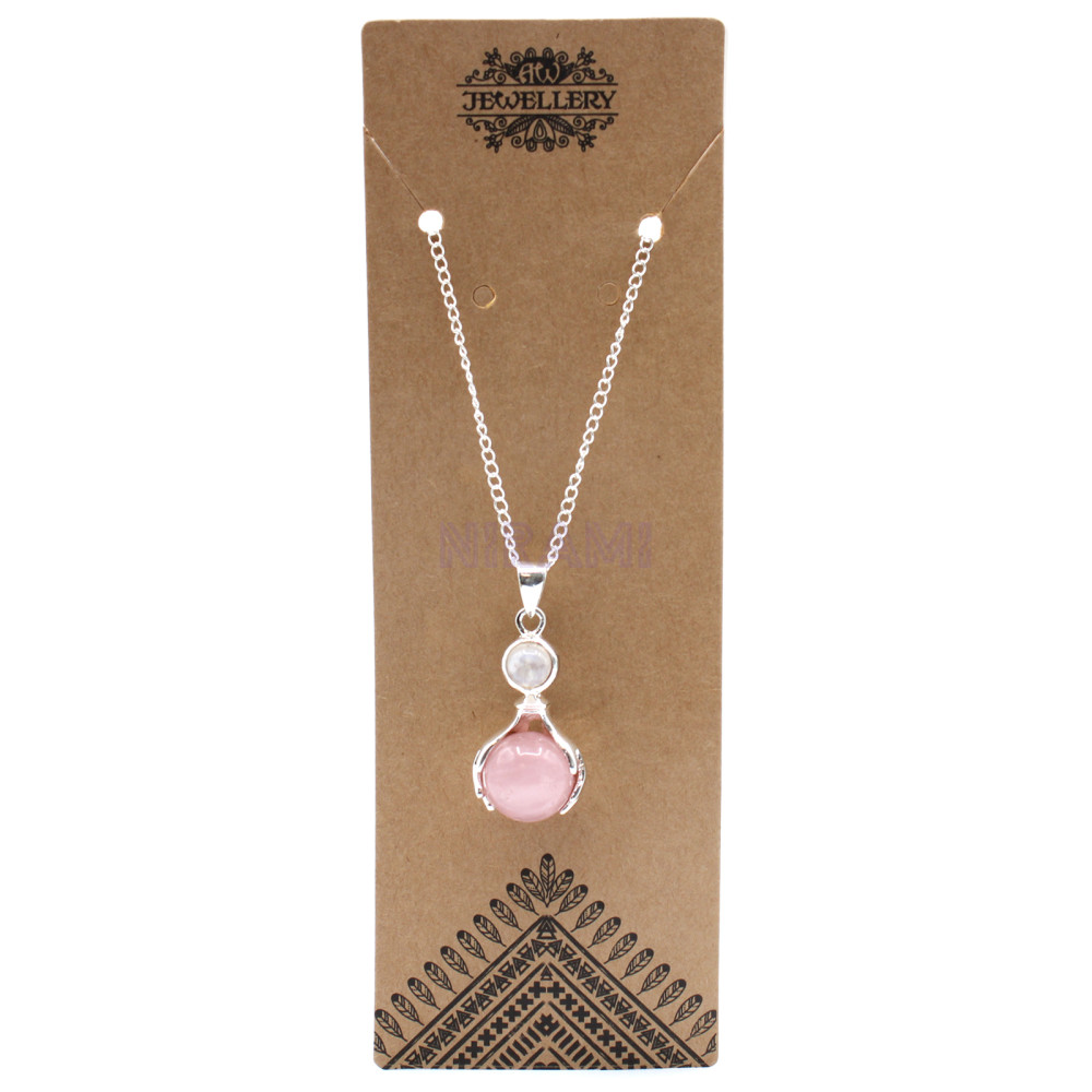 Cuarzo Rosa Colgante de Manos Curativas de Piedras Preciosas