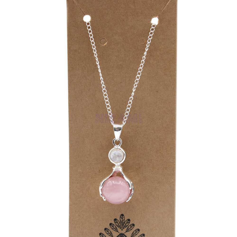 Cuarzo Rosa Colgante de Manos Curativas de Piedras Preciosas