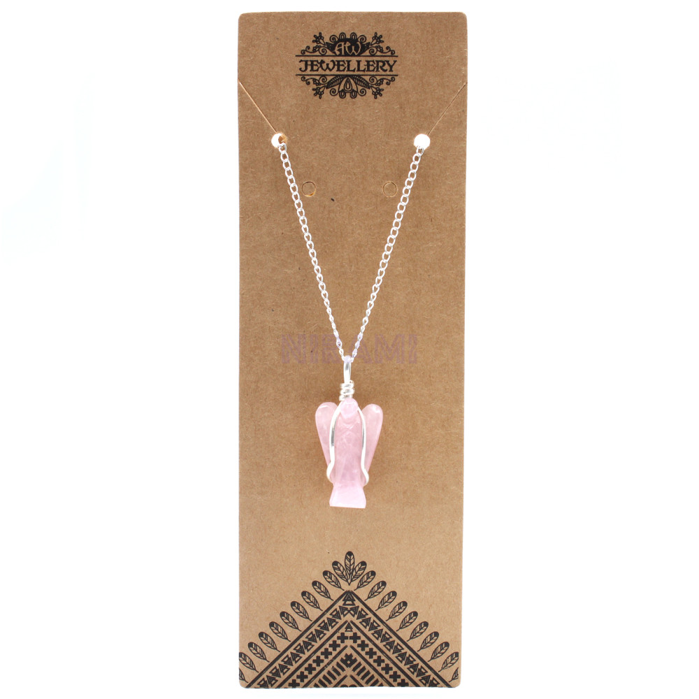 Rose Quartz Gemstone Guardian Angel Pendant