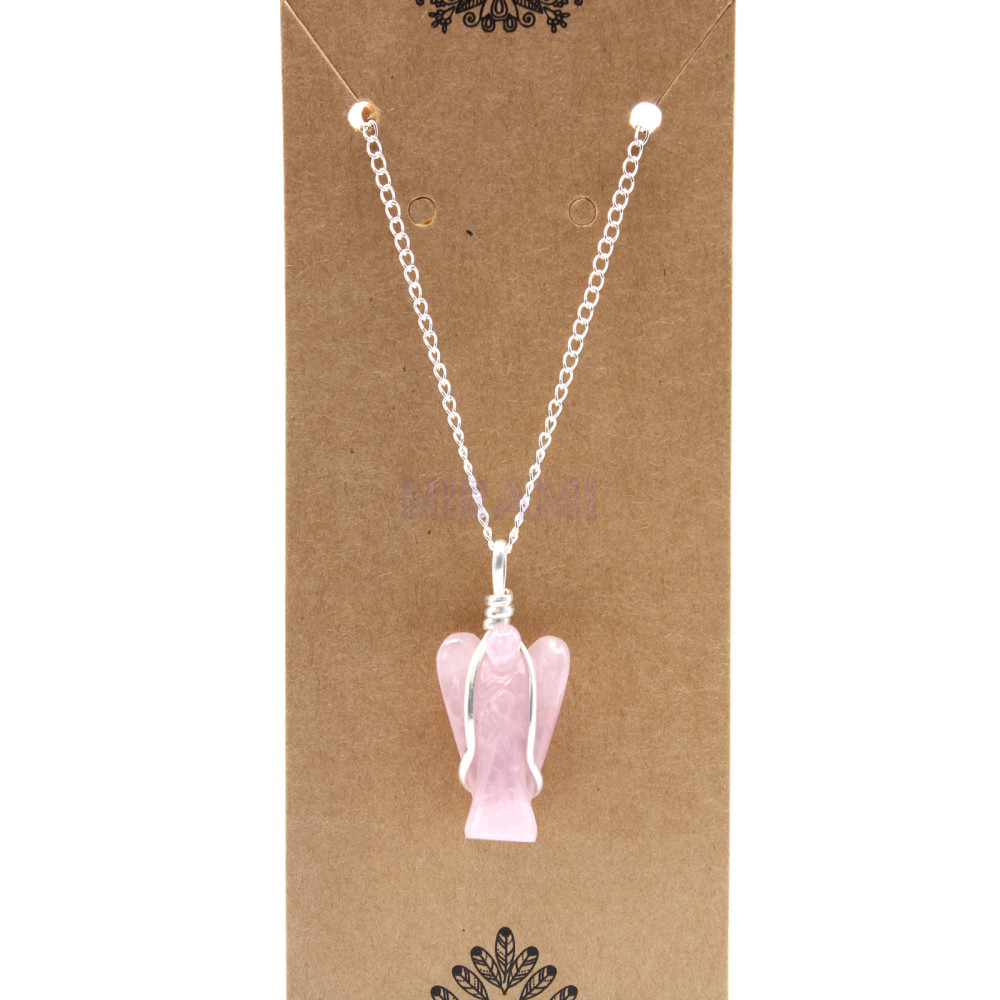 Rose Quartz Gemstone Guardian Angel Pendant