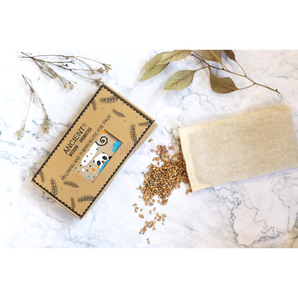 Almohada para los ojos de algodón natural lavanda y juco en caja de regalo - Panda Soñoliento