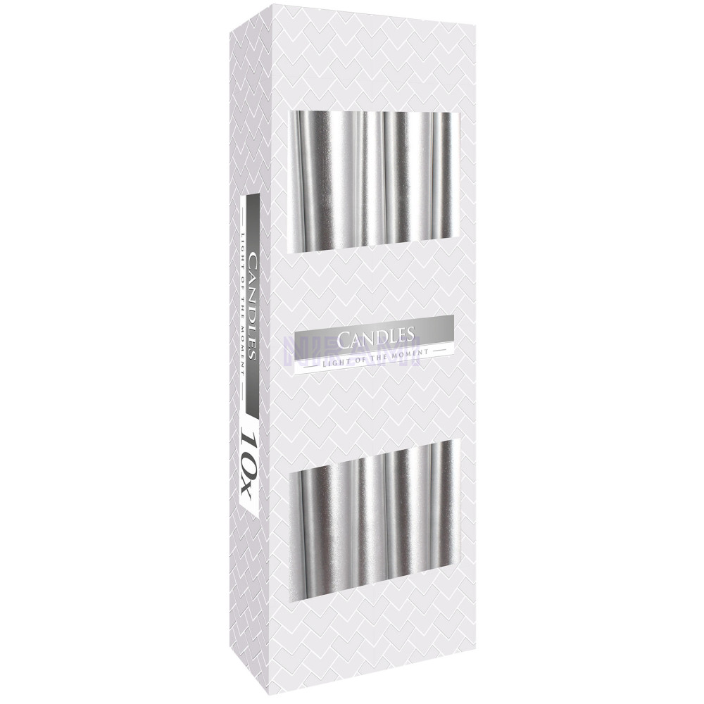 Plata Metálico - Velas Cónicas 