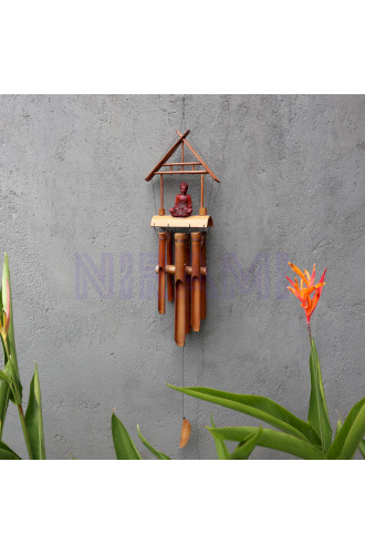 Campanilla de Bambú - Acabado Natural - Buda Marrón 6 Tubos
