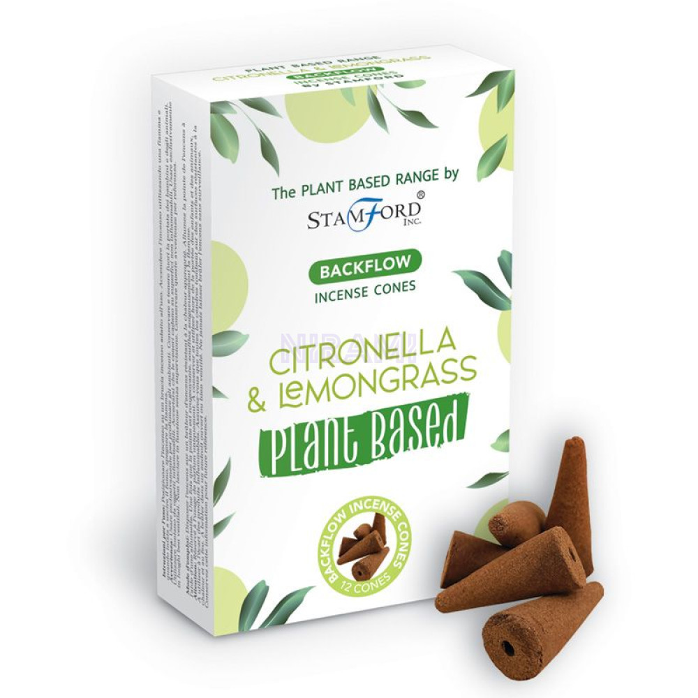 Citronela y Hierba de Limón - Conos de Incienso Premium de Reflujo a Base de Plantas 