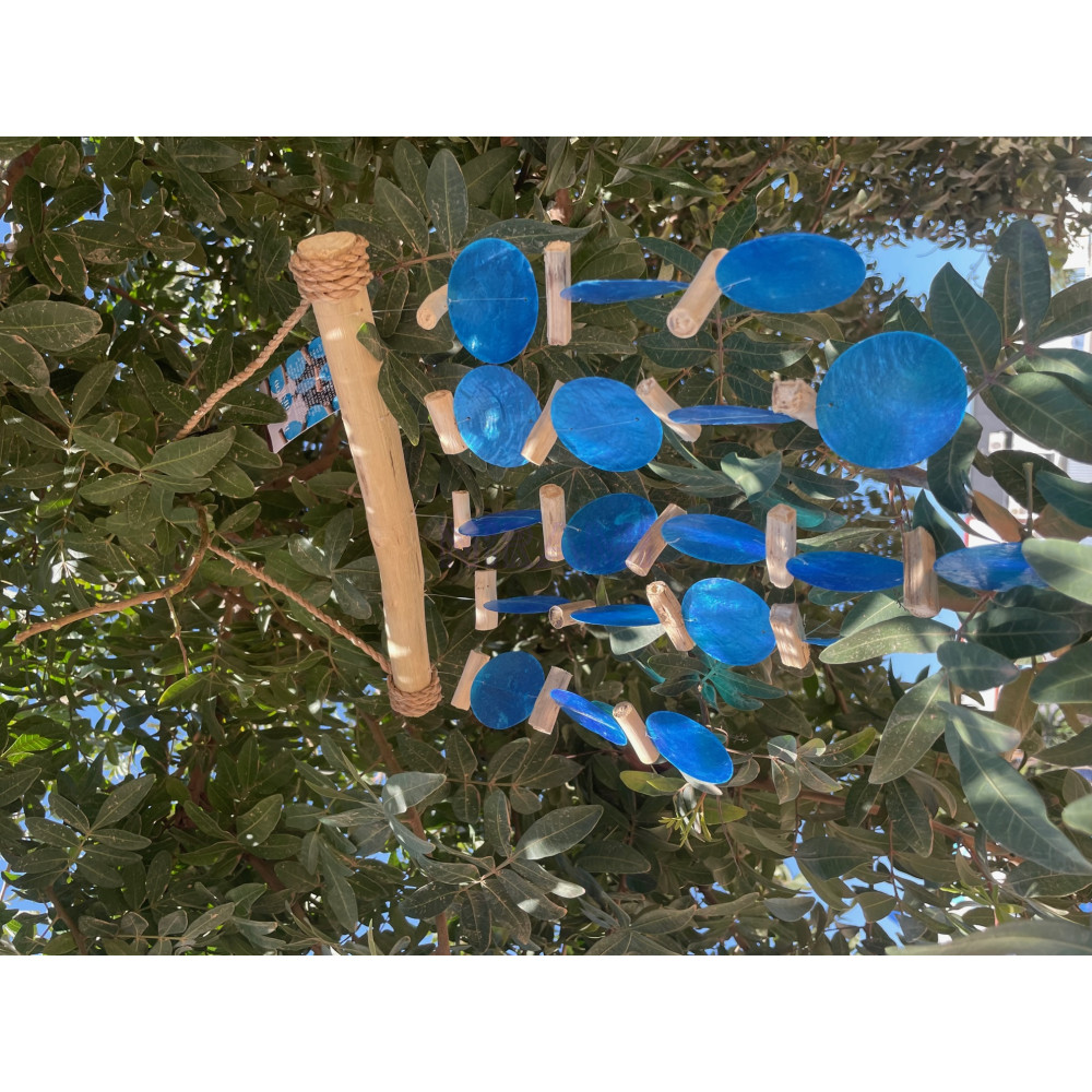 Carillón de madera flotante - Azul