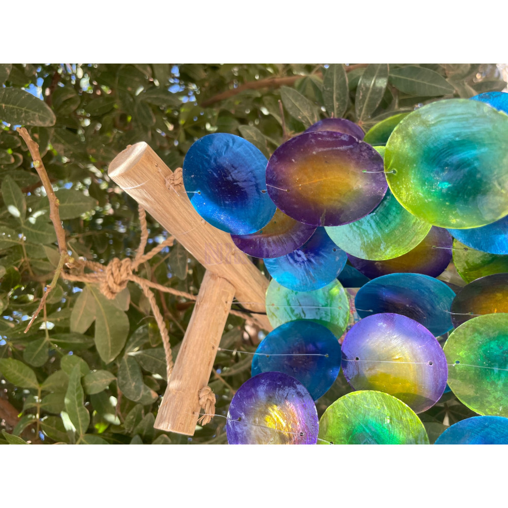 Green & Purple Driftwood Cross Chime