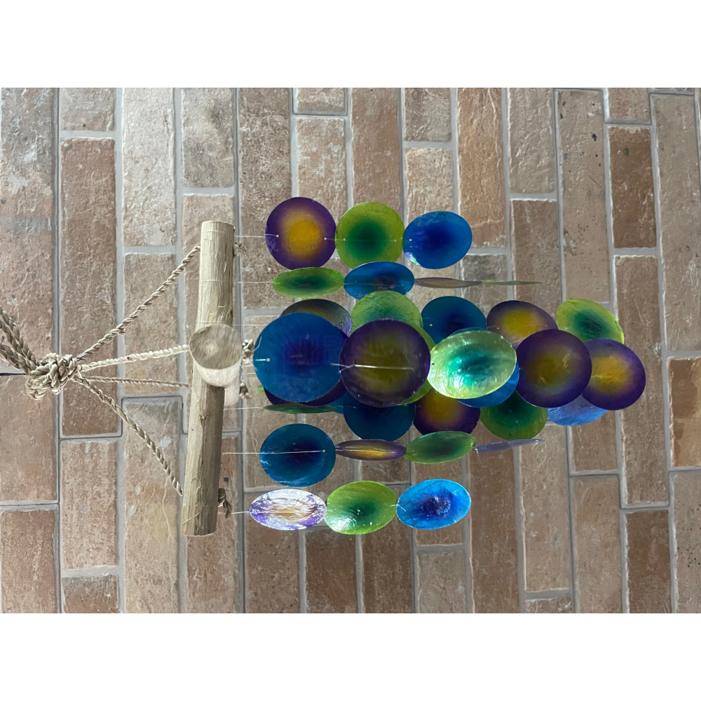 Green & Purple Driftwood Cross Chime