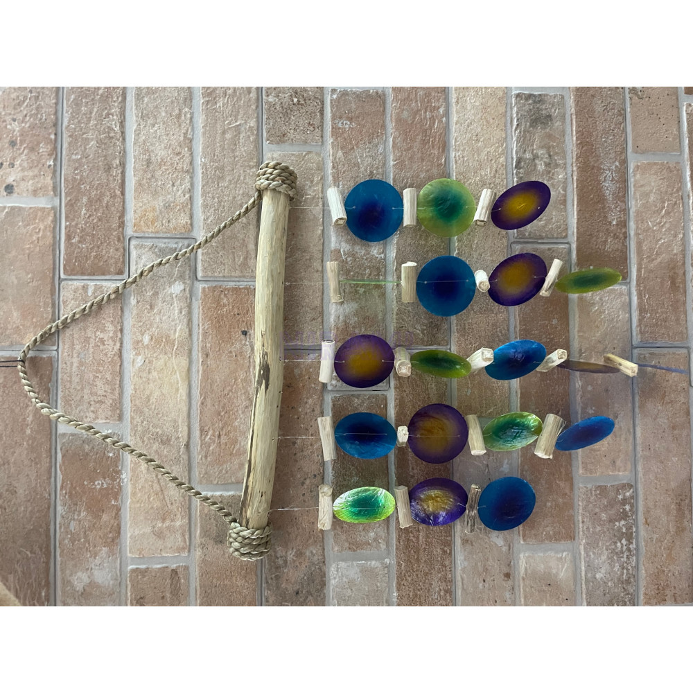 Carillón de madera flotante - Verde y morado