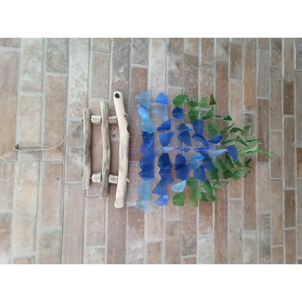 Carillón de vidrio reciclado - Azul y verde