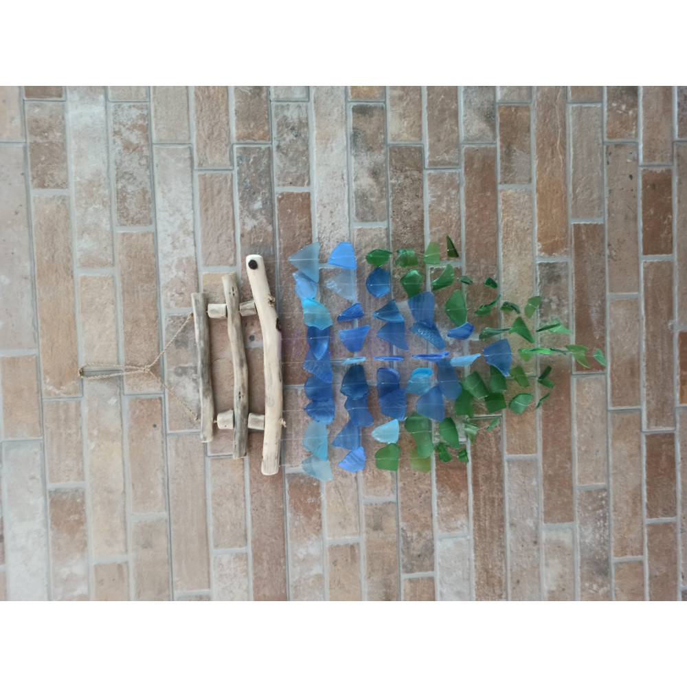 Carillón de vidrio reciclado - Azul y verde