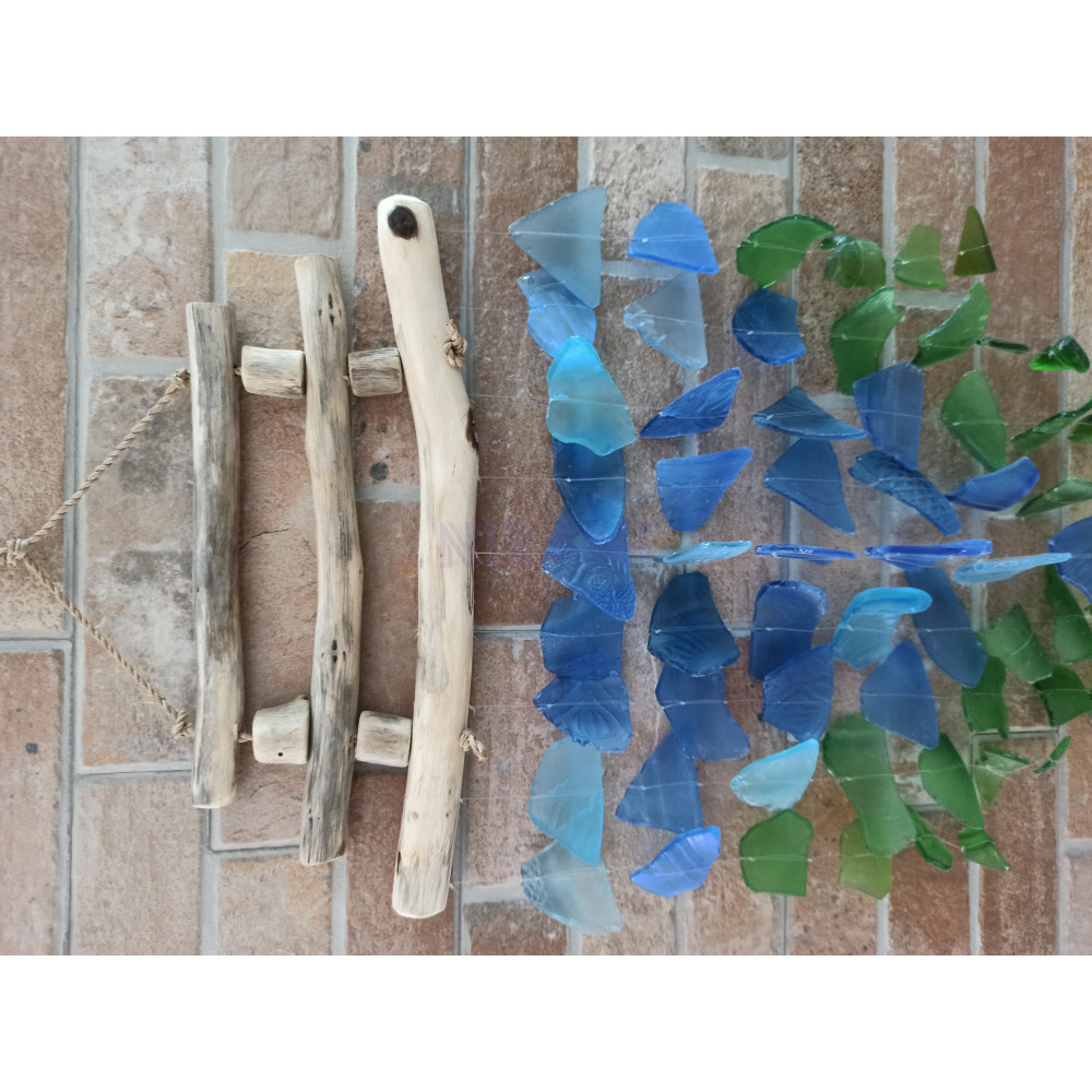 Carillón de vidrio reciclado - Azul y verde