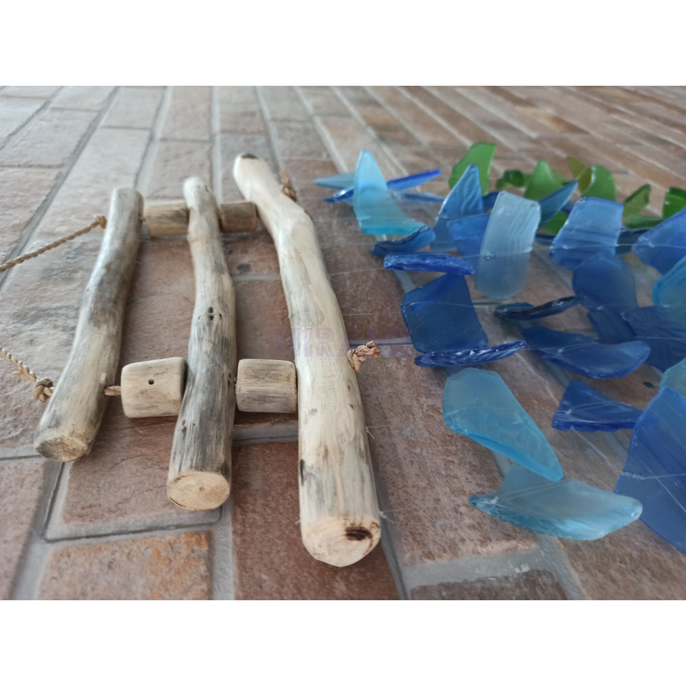 Carillón de vidrio reciclado - Azul y verde