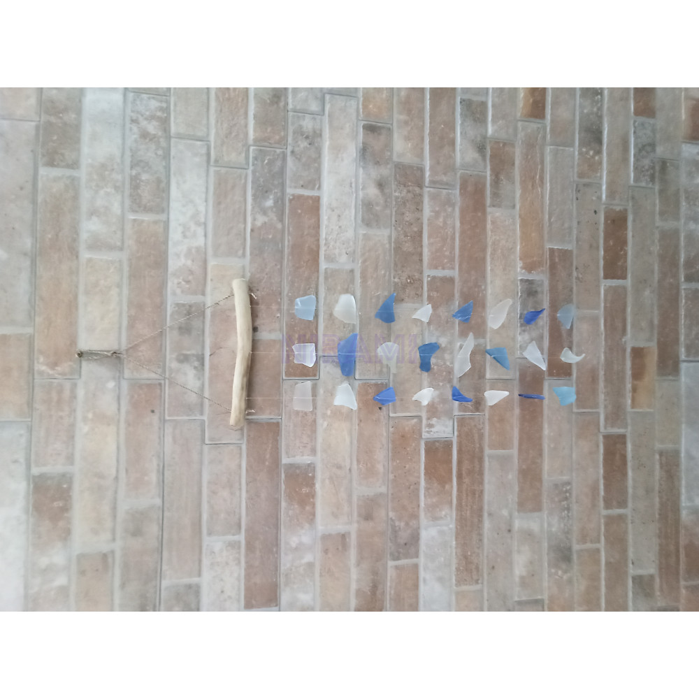 Three Drop Wind Chime - Blue & White