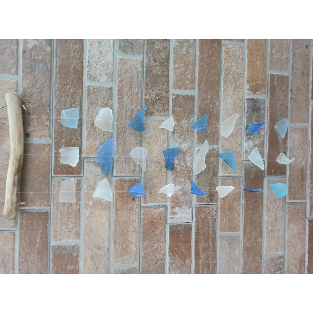 Three Drop Wind Chime - Blue & White