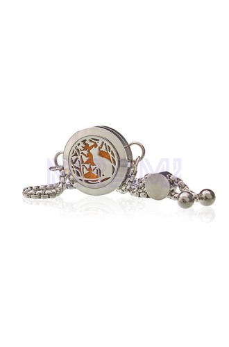 Pulsera de Cadena de Aromaterapia - Gato y Flores - 20mm