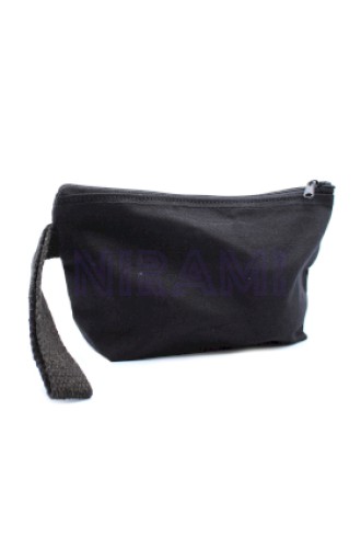 Neceser de algodón negro 10 oz - correa de mano