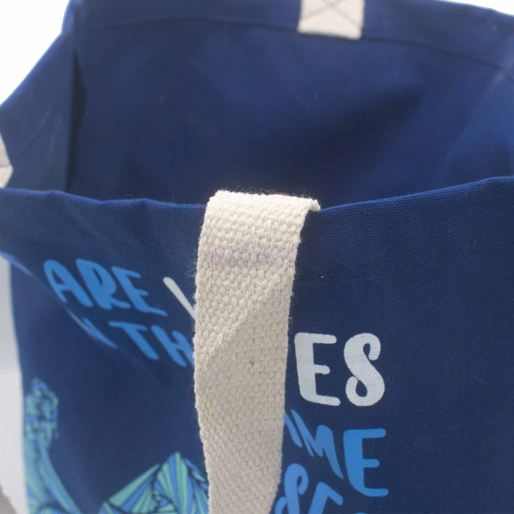 Bolsa de algodón estampada - Somos olas  (gris, azul, natural)