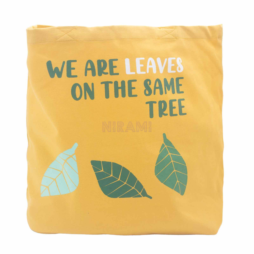 Bolsa de algodón estampada - Somos hojas (amarillo, azul, natural)