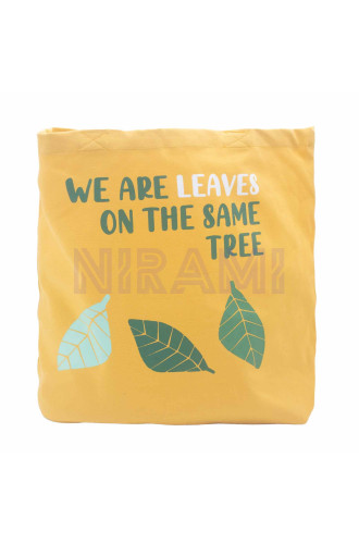 Bolsa de algodón estampada - Somos hojas (amarillo, azul, natural)