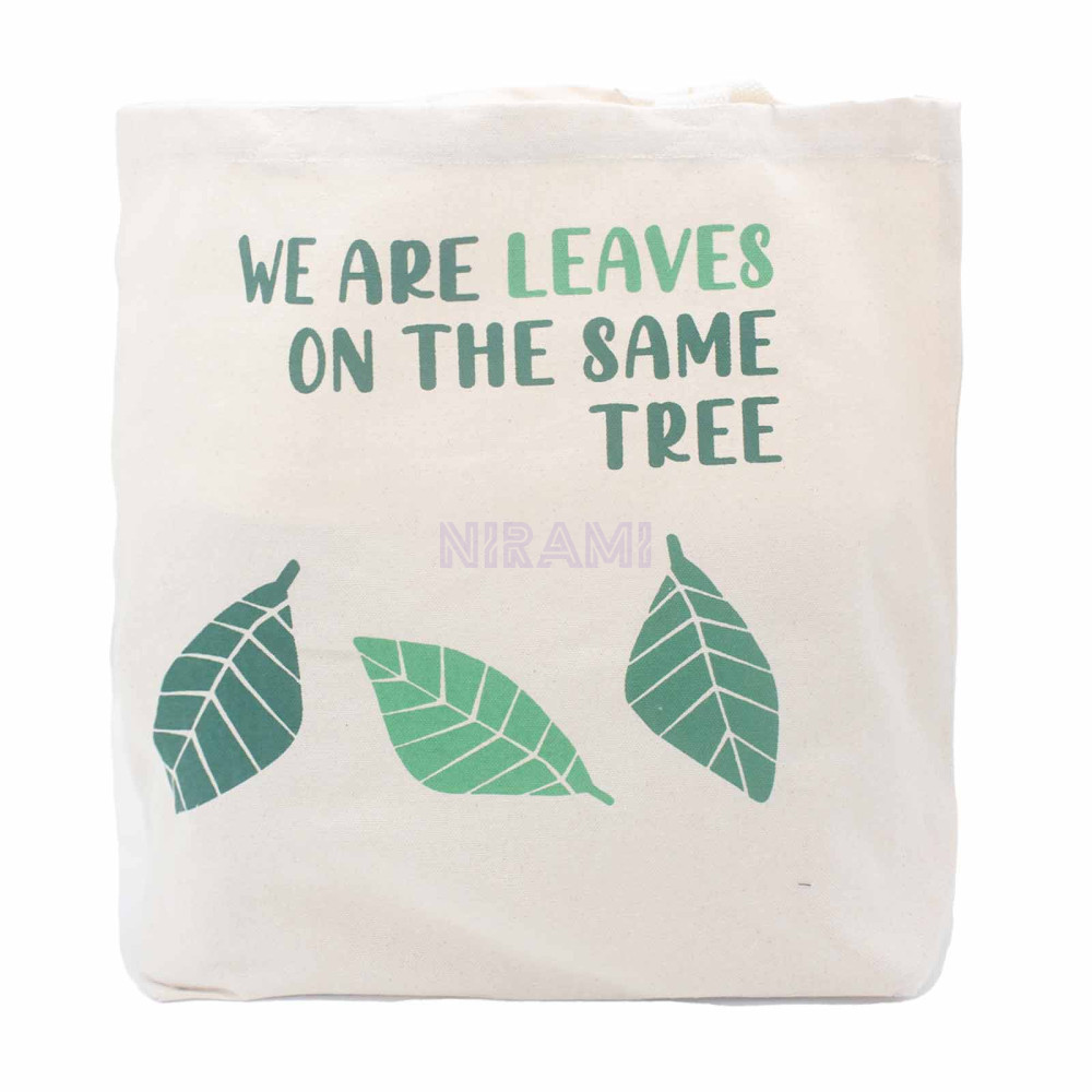 Bolsa de algodón estampada - Somos hojas (amarillo, azul, natural)