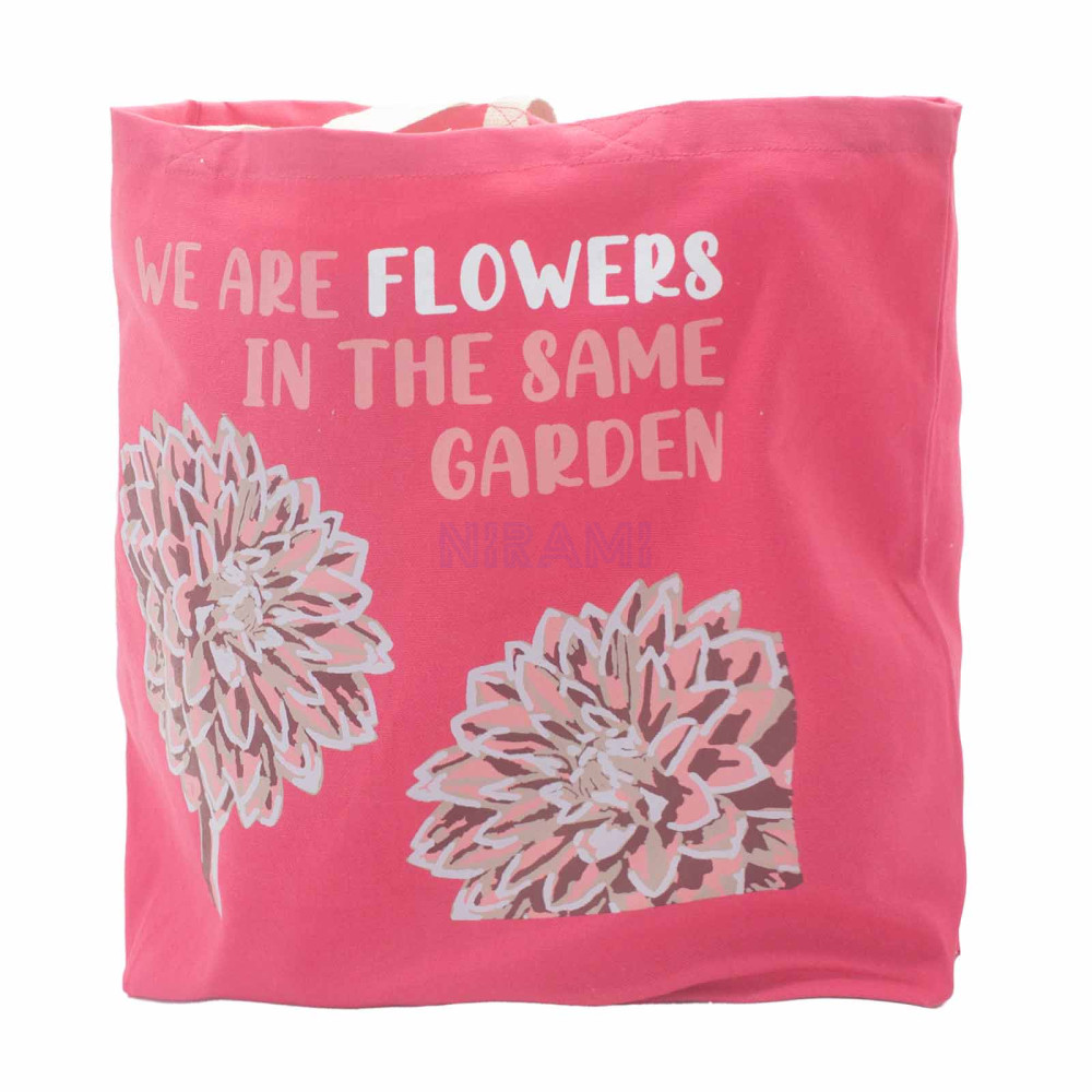 Bolsa de algodón ecologico estampada - Somos flores (Oliva, Rosa y Natural)