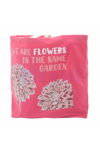 Bolsa de algodón ecologico estampada - Somos flores (Oliva, Rosa y Na…