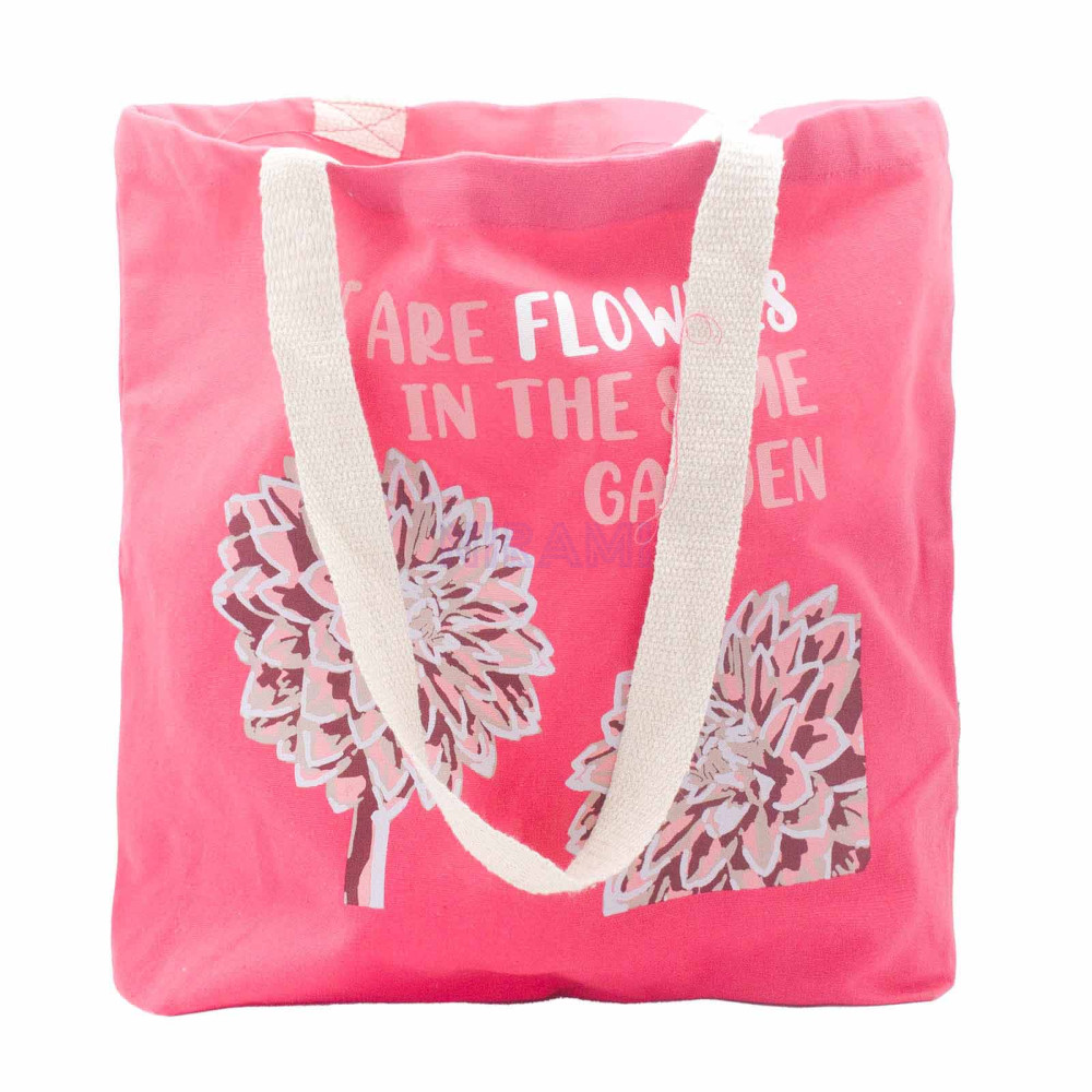 Bolsa de algodón ecologico estampada - Somos flores (Oliva, Rosa y Natural)