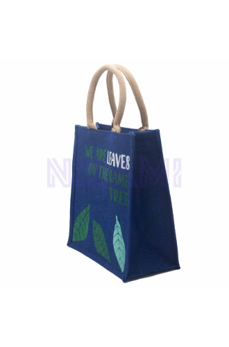 Bolsa de yute estampada - Somos hojas (Amarillo, Azul y Natural)