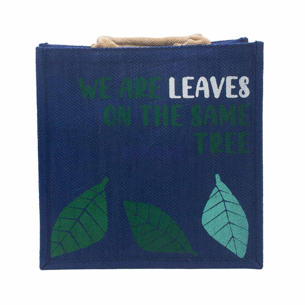 Bolsa de yute estampada - Somos hojas (Amarillo, Azul y Natural)