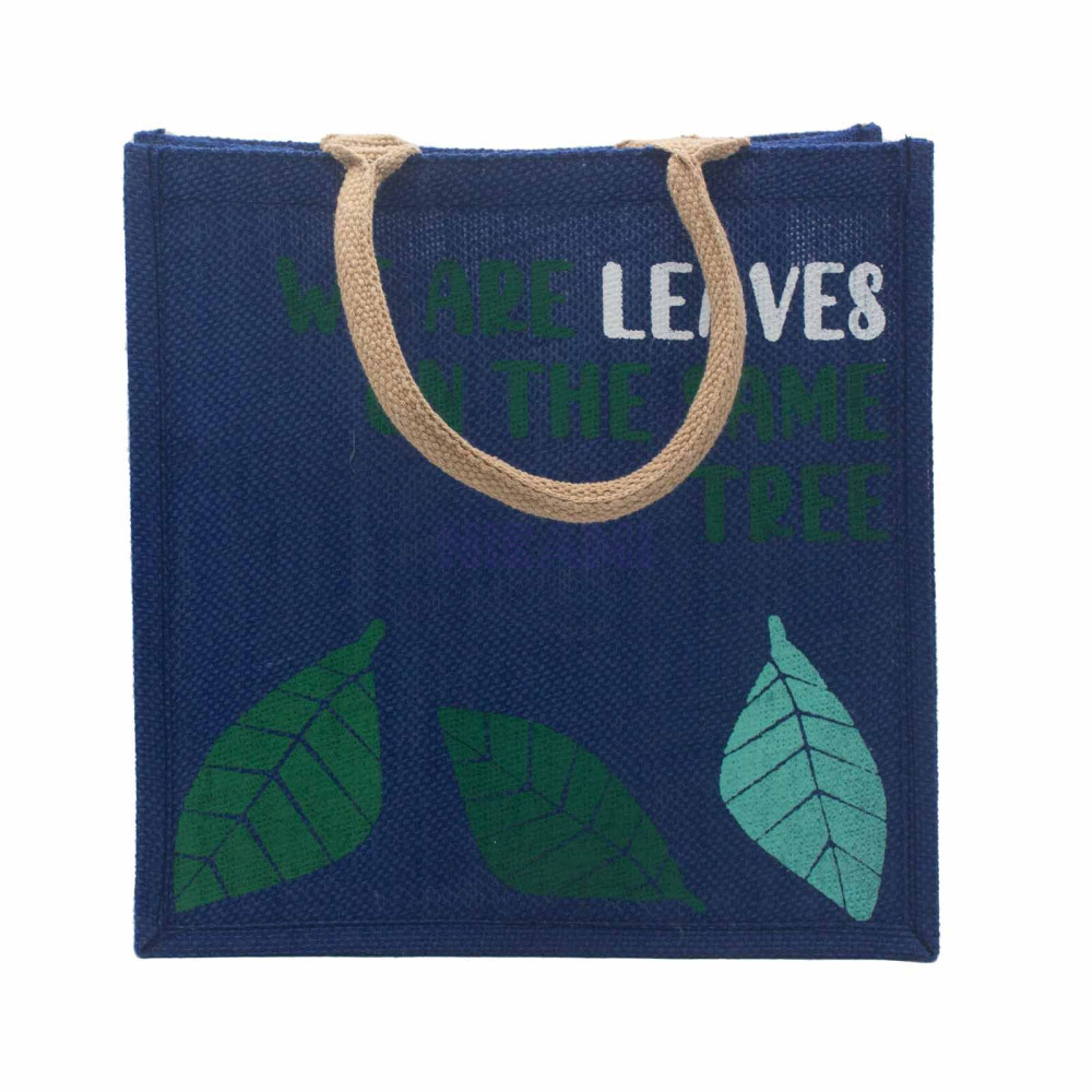 Bolsa de yute estampada - Somos hojas (Amarillo, Azul y Natural)