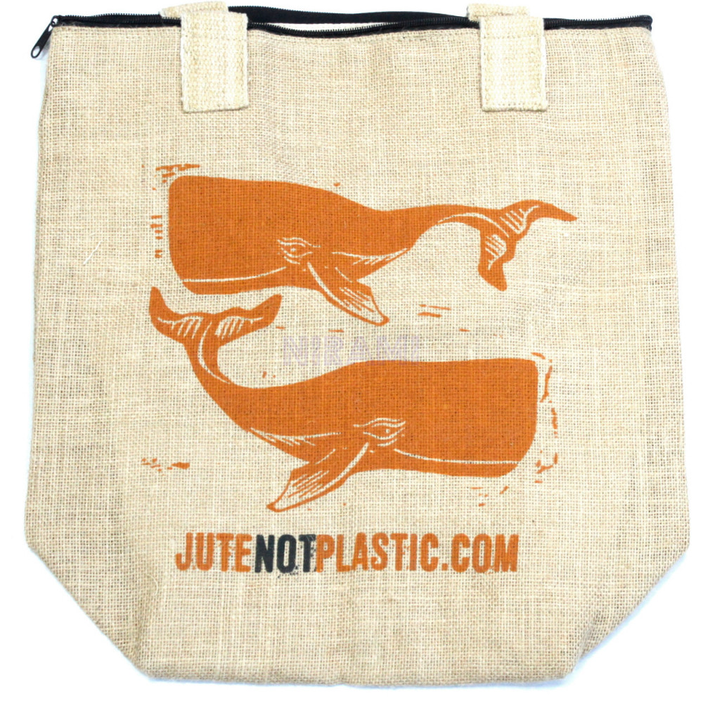 Bolso de yute ecológico - Dos ballenas ( diseños surtidos)