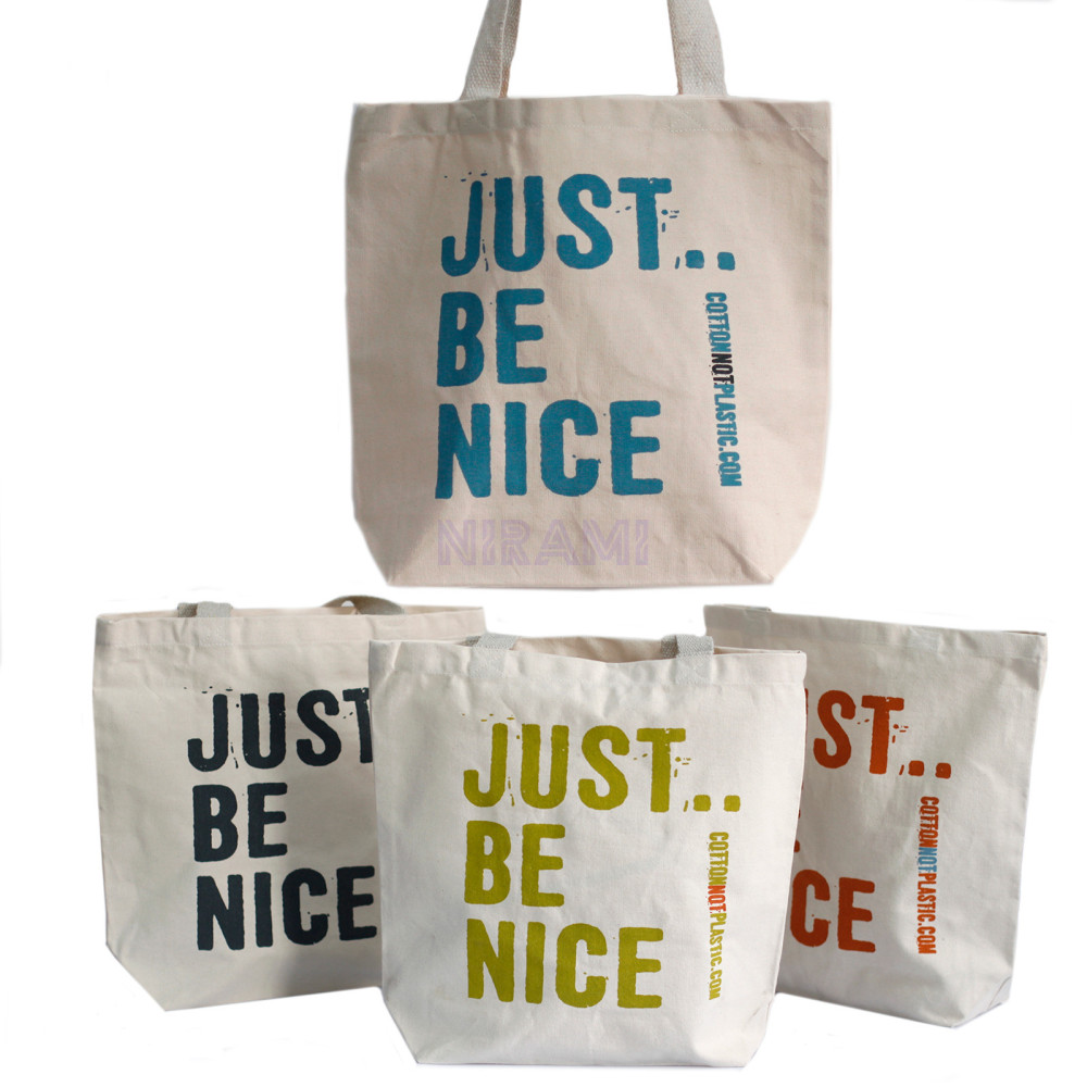 Bolsas de algodón ecológico - Just Be Nice  (4 diseños surtidos)