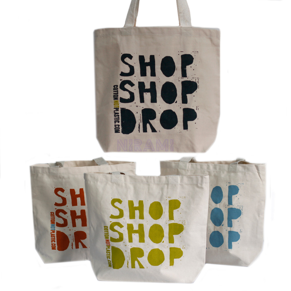 Bolsas de algodón ecológico - Shop Shop Drop (4 diseños surtidos)