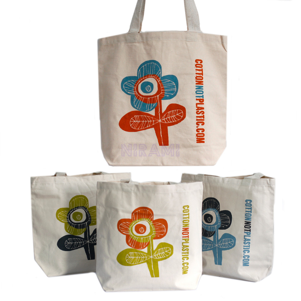 Bolsas de algodón ecológico - Flores (4 diseños surtidos)