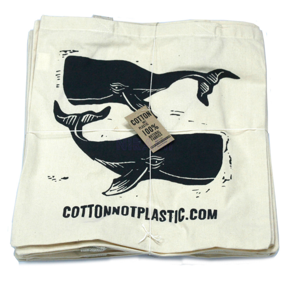 Cotton Bag 38x42cm - WHALES