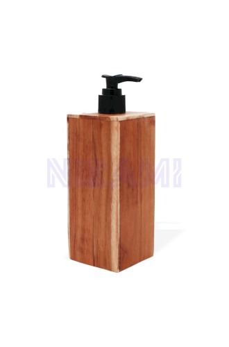 Dispensador de jabón de madera de teca natural - Cuadrado