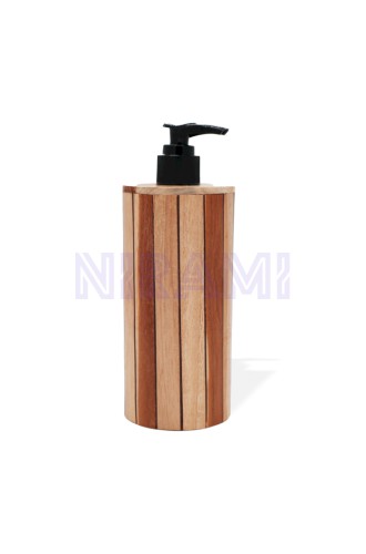 Dispensador de jabón de madera de teca natural - Redondo