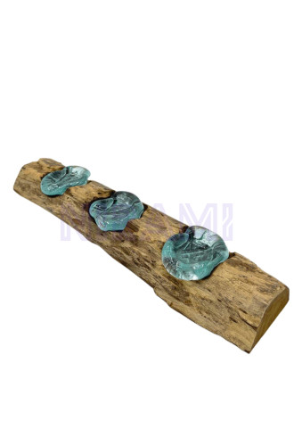 Portavelas triple plano de vidrio Molton sobre madera