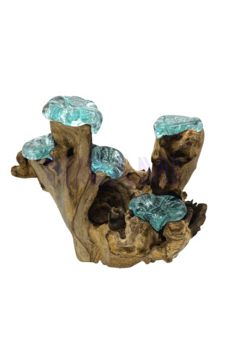 Portavelas Molton Glass Five sobre madera