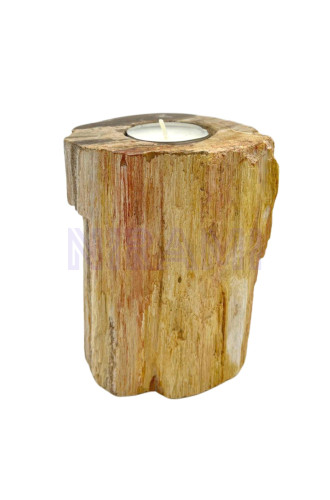 Portavelas de madera petrificada - Soltero alto