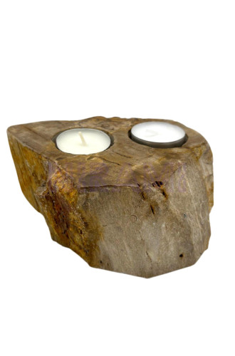 Portavelas de Madera Petrificada - Doble